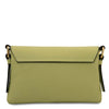 Genuine Leather Shoulder Bag in lime green color with a stylish flap design.