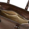 Internal Pocket View Of The Coffee Genuine Leather Handbag