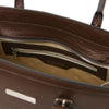 Intenral Zip Pocket View Of The Coffee Genuine Leather Handbag