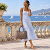 Woman By The Sea Holding The Dark Taupe Genuine Leather Tote Handbag