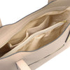 Internal Pocket View Of The Light Taupe Genuine Leather Tote Handbag