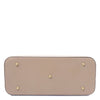 Underneath View Of The Light Taupe Genuine Leather Tote Handbag