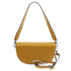 Front And Shoulder Strap View Of The Mustard Half Moon Bag