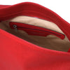 Internal Zip Pocket View Of The Lipstick Red Handbag For Ladies