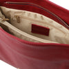 Internal Zip Pocket View Of The Red Handbag For Women