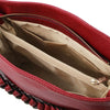 Internal Pocket View Of The Red Handbag For Women