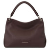 The Handbag For Ladies in chocolate leather with a stylish short handle.