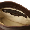 Internal Zip Pocket View Of The Coffee Handbag For Ladies