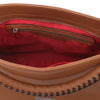 Internal Zip Pocket View Of The Cognac Handbag For Ladies