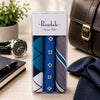 Handkerchief Pack Of 3 Italian Styled in a clear box, featuring blue, gray, and patterned designs, ideal for stylish accessories.