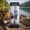 Hankie Fishing Cartoon Design featuring two cartoon characters fishing on a handkerchief box near a lake.