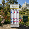 Hankies Box Of 3 Floral Design displayed at Melbourne Botanic Gardens, showcasing colorful floral patterns on cotton handkerchiefs.