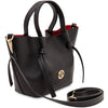 Angled And Shoulder Strap View Of The Black Italian Handbag