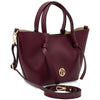 Angled And Shoulder Strap View Of The Bordeaux Italian Handbag