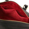 Internal Pocket View Of The Black Italian Leather Bowler Bag That Makes Up The Black Italian Leather Bag and Wallet Set