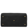 Underneath View Of The Black Italian Leather Bowler Bag That Makes Up The Black Italian Leather Bag and Wallet Set