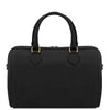 Rear View Of The Black Italian Leather Bowler Bag That Makes Up The Black Italian Leather Bag and Wallet Set
