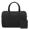 Front View Of The Black Italian Leather Bag and Wallet Set