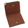 Credit Card Slot View Of The Brown Exclusive Leather Wallet That Makes Up The Brown Italian Leather Bag and Wallet Set