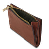 Coin Pocket Open View Of The Brown Exclusive Leather Wallet That Makes Up The Brown Italian Leather Bag and Wallet Set
