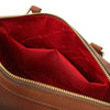 Internal Pocket View Of The Brown Italian Leather Bowler Bag That Makes Up The Brown Italian Leather Bag and Wallet Set