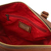 Internal Zip Compartment View Of The Brown Italian Leather Bowler Bag That Makes Up The Brown Italian Leather Bag and Wallet Set