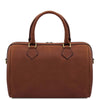 Rear View Of The Brown Italian Leather Bowler Bag That Makes Up The Brown Italian Leather Bag and Wallet Set