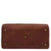 Underneath View Of The Brown Italian Leather Bowler Bag That Makes Up The Brown Italian Leather Bag and Wallet Set