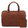 Front View Of The Brown Italian Leather Bag and Wallet Set