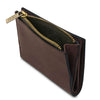 Coin Pocket Open View Of The Dark Brown Exclusive Leather Wallet That Makes Up The Dark Brown Italian Leather Bag and Wallet Set