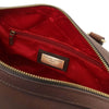 Internal Zip Pocket View Of The Dark Brown Italian Leather Bowler Bag That Makes Up The Dark Brown Italian Leather Bag and Wallet Set