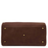 Underneath View Of The Dark Brown Italian Leather Bowler Bag That Makes Up The Dark Brown Italian Leather Bag and Wallet Set