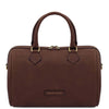 Front View Of The Dark Brown Italian Leather Bowler Bag That Makes Up The Dark Brown Italian Leather Bag and Wallet Set
