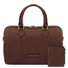Front View Of The Dark Brown Italian Leather Bag and Wallet Set