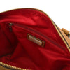 Internal Zip Pocket View Of The Natural Italian Leather Bowler Bag That Makes Up The Natural Italian Leather Bag and Wallet Set