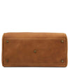 Underneath View Of The Natural Italian Leather Bowler Bag That Makes Up The Natural Italian Leather Bag and Wallet Set