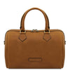 Front View Of The Natural Italian Leather Bowler Bag That Makes Up The Natural Italian Leather Bag and Wallet Set