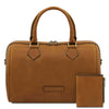 Front View Of The Natural Italian Leather Bag and Wallet Set