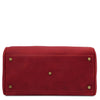 Underneath View Of The Red Italian Leather Bowler Bag