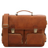 Front View Of The Natural Italian Leather Briefcase