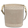 Rear View Of The Beige Italian Leather Crossbody Bag