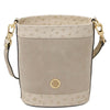 Front View Of The Beige Italian Leather Crossbody Bag