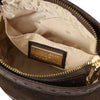 Internal Pocket View Of The Chocolate Italian Leather Crossbody Bag