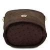 Underneath View Of The Chocolate Italian Leather Crossbody Bag