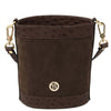 Front View Of The Chocolate Italian Leather Crossbody Bag