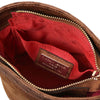 Internal Pocket View Of The Cognac Italian Leather Crossbody Bag