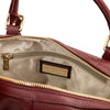Interior view of the Italian Leather Duffle Bag showcasing zip pocket.