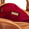 Interior view of Italian Leather Duffle Bag showcasing rich lining and secure zip pocket.