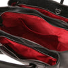 Overhead View Of The Black Italian Leather Handbag