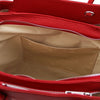 Internal Pocket View Of The Lipstick Red Italian Leather Handbag